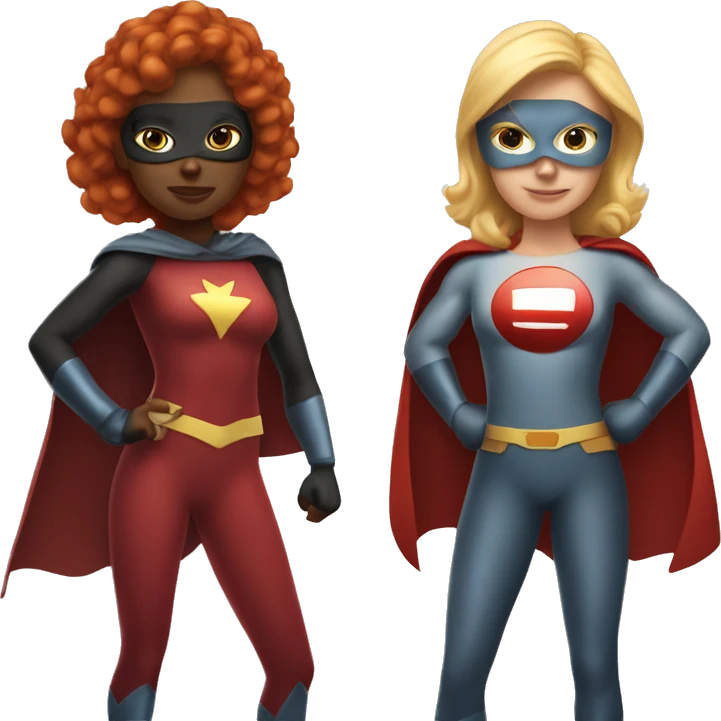 blonde female  and redhead female dynamic duo superhero emoji