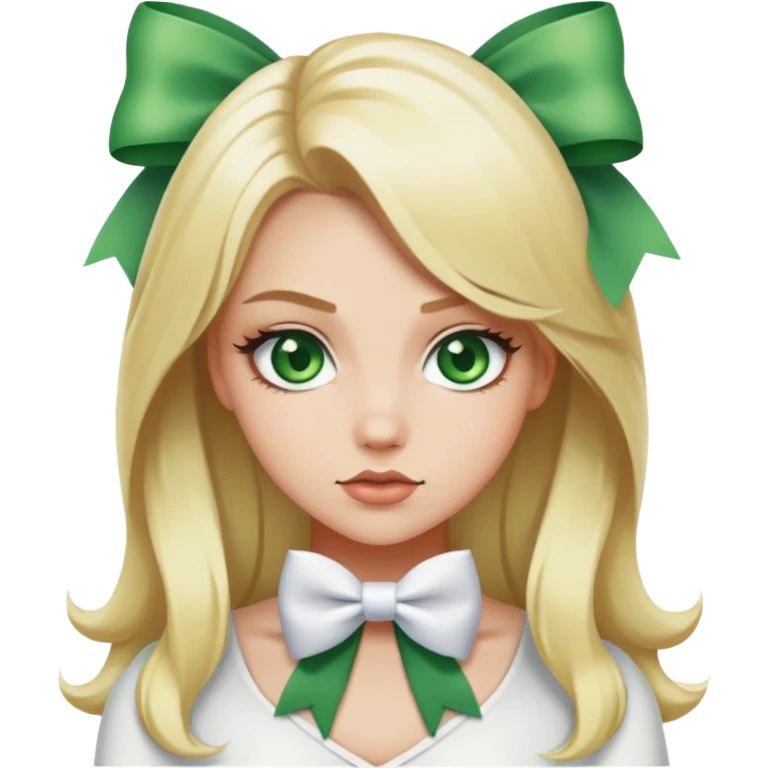Blonde baddie with green eyes wearing white bow  emoji