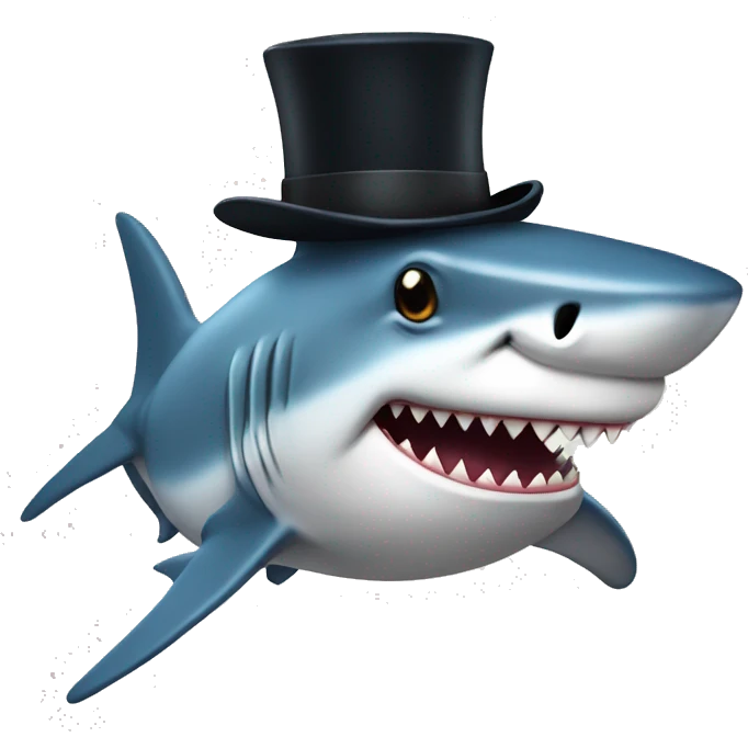 Shark with a top hat emoji