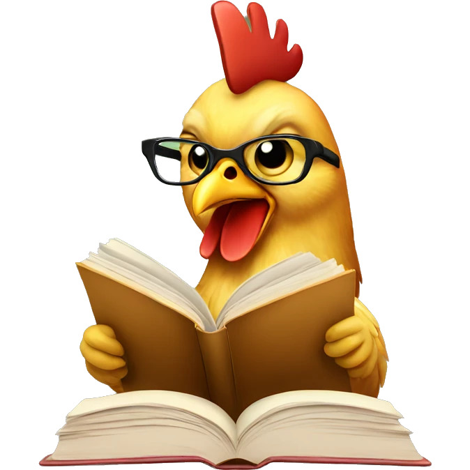 a chicken reading a book emoji