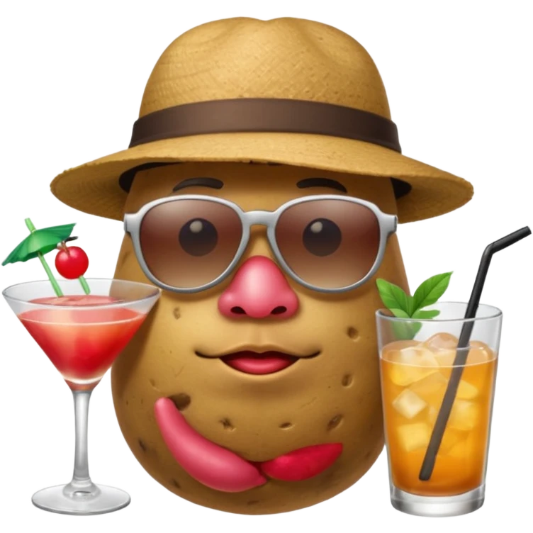 potato with sunglasses and coctail and hat emoji