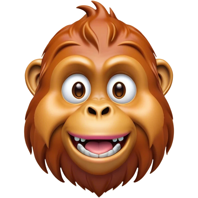Cinematic Comical Orangutan Portrait Emoji, Head tilted dramatically with an exaggeratedly shocked expression, featuring a robust, animated face with wide, comically expressive eyes full of humorous disbelief, Simplified yet hilariously expressive features, highly detailed, glowing with a slightly sassy glow, high shine, dramatic yet playful, stylized with an air of quirky jungle attitude, soft glowing outline, capturing the essence of a meme-worthy orangutan that looks ready to side-eye its way into viral fame! emoji