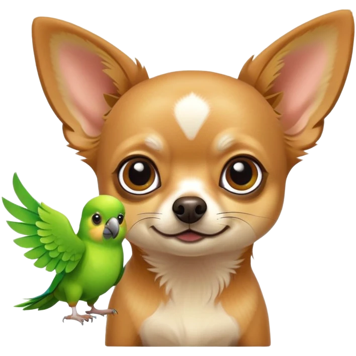 Un chihuahua con un perico emoji