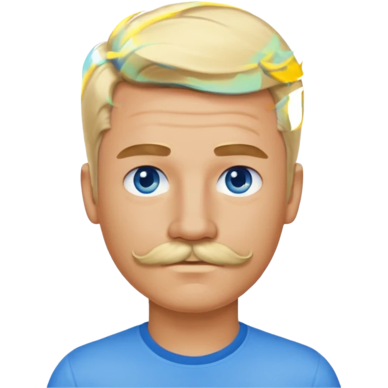 normal emoji 👨🏼 guy with blond hair, mustache, and blue eyes. No shoulders or neck. Just head. Hair a little mussed and stylish emoji