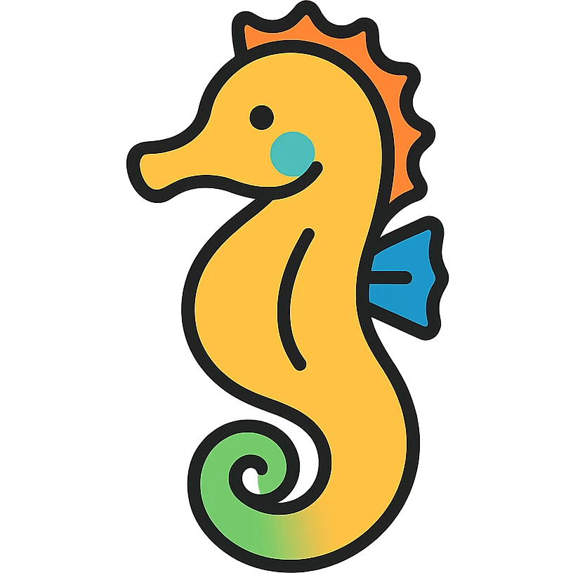 colored seahorse icon emoji