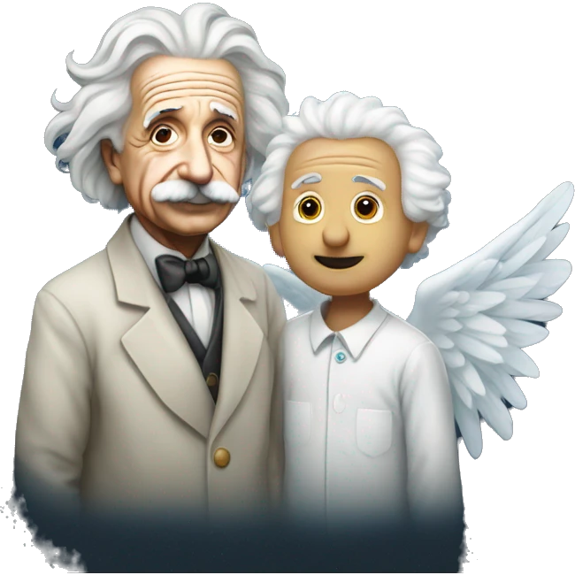 Albert Einstein and the angel emoji