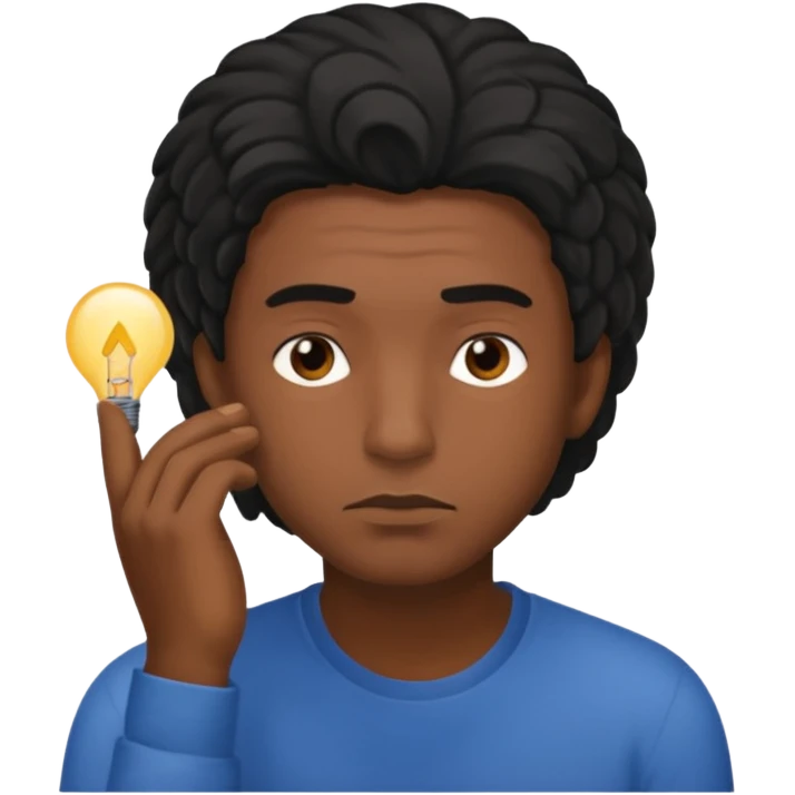 ligth black hair man thinking emoji