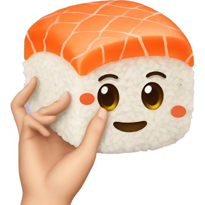 The sushi snack shows a fact with its hand. emoji