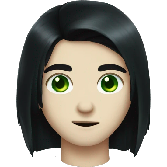 Pale vampire boy shoulder length black hair green eyes emoji