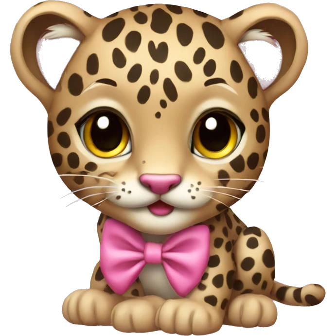 leopard cub with a pink bow emoji