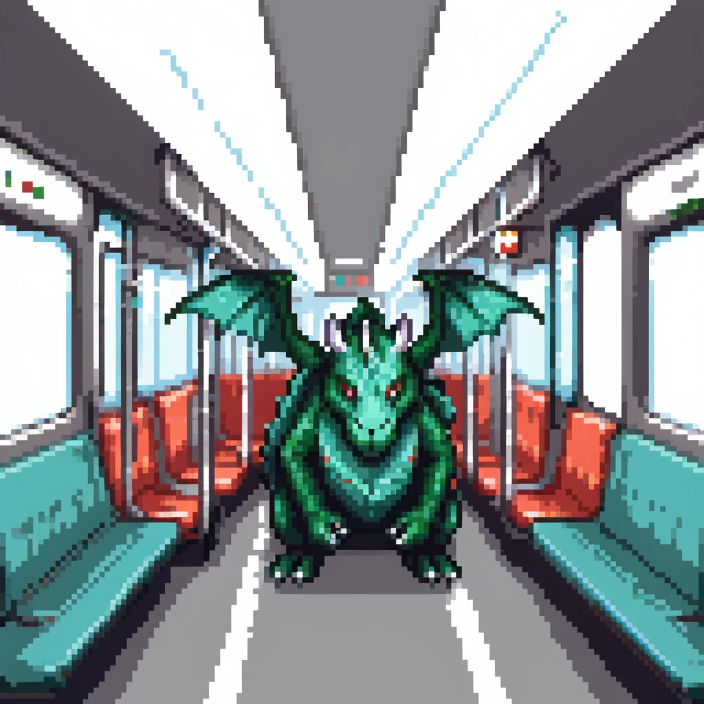 dragon riding in a metro train emoji