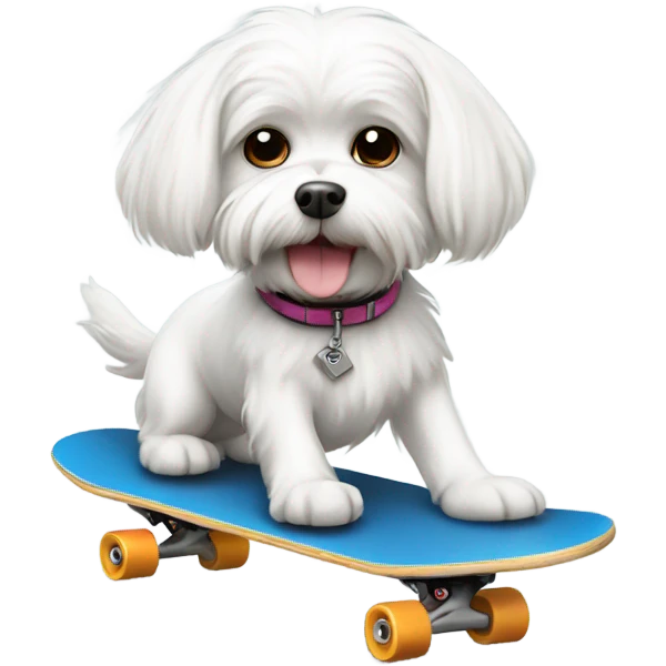 Maltese dog riding on skateboard  emoji