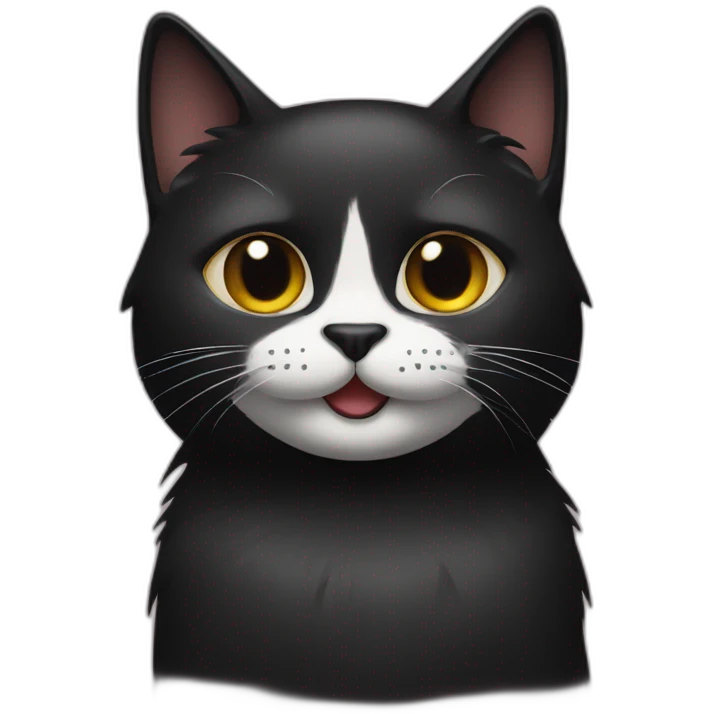 Black cat with a half while moustache emoji