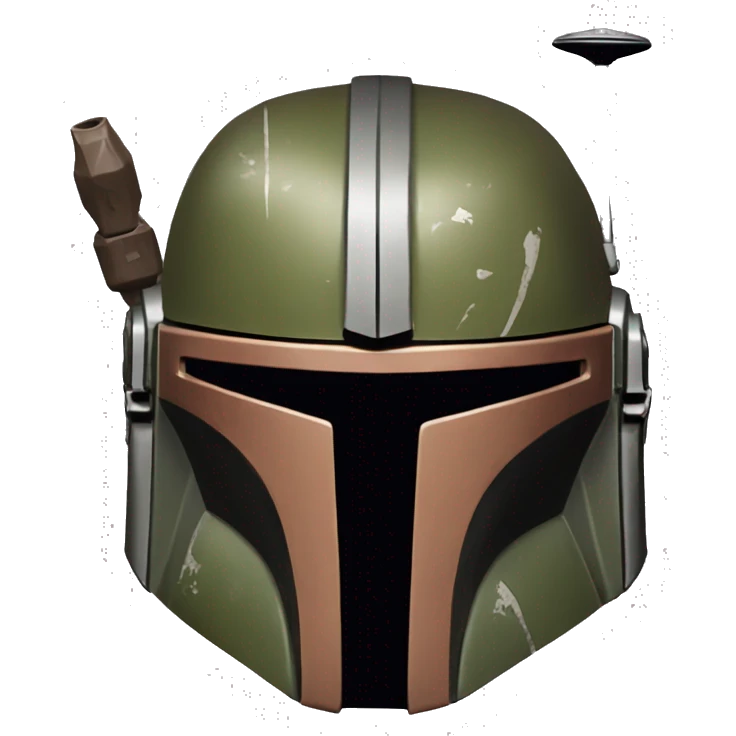 Olive and rust colored Mandalorian helmet with antenna emoji