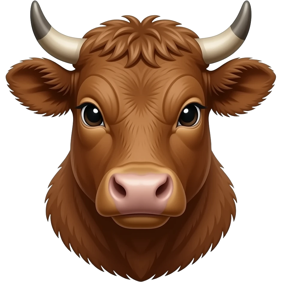 a premium wagyu cow face strangth to cam , brown cow emoji