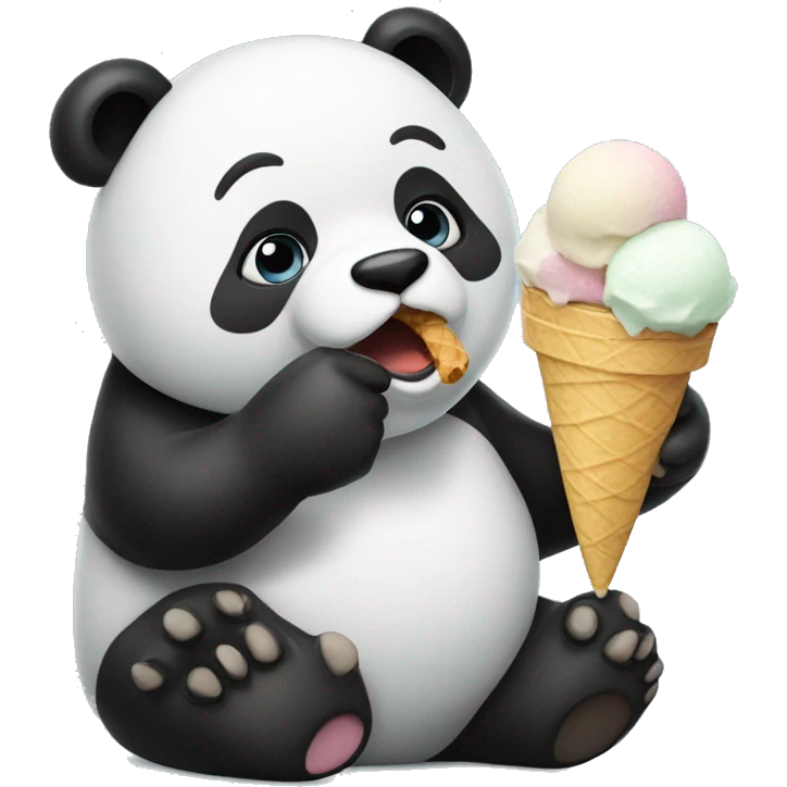Panda eating ice cream emoji