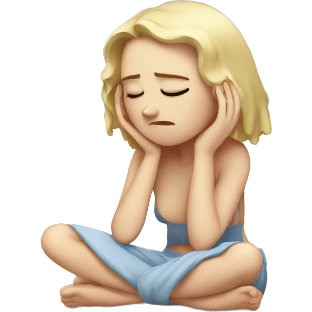 sad white girl crying and Sunbathing emoji