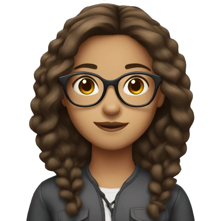 girl with glasses and medium length brown hair emoji