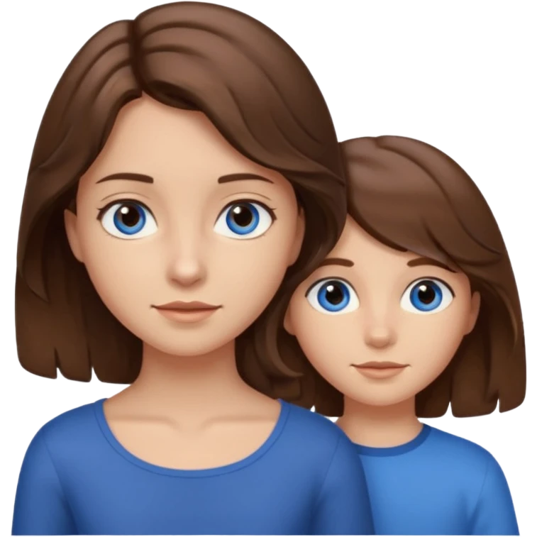 Girl with wavy shoulder brown length hair and blue eyes with boy with brown eyes brown hair short and a little bit outgrown hair  emoji