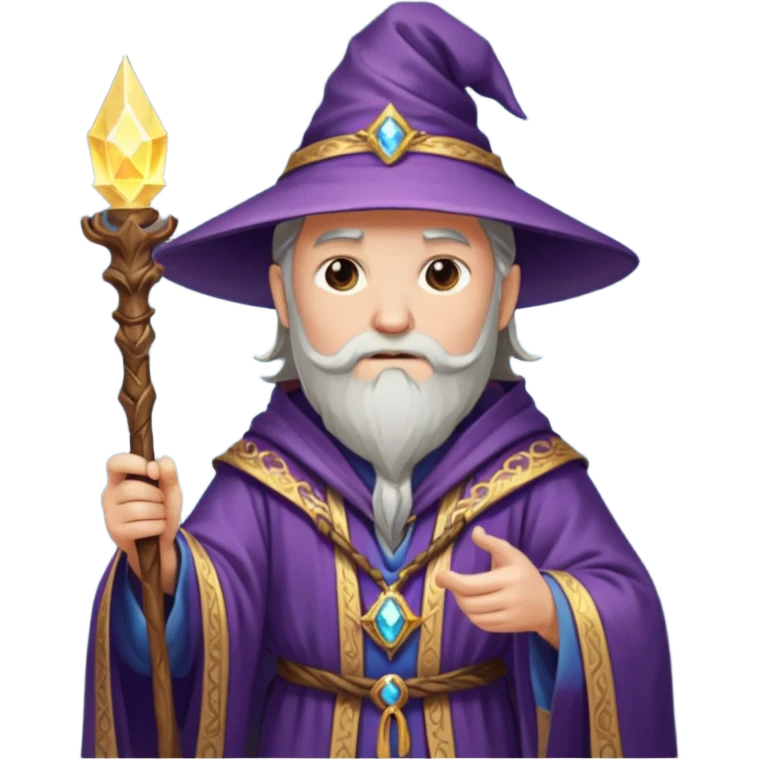 wizard holding glowing staff. emoji