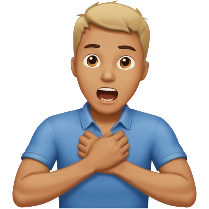 Man holding his neck with arms crossed while yelling emoji