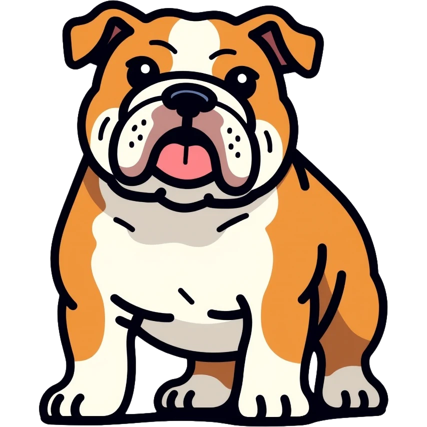 full body bulldog standing, muscular stocky build, short legs emoji