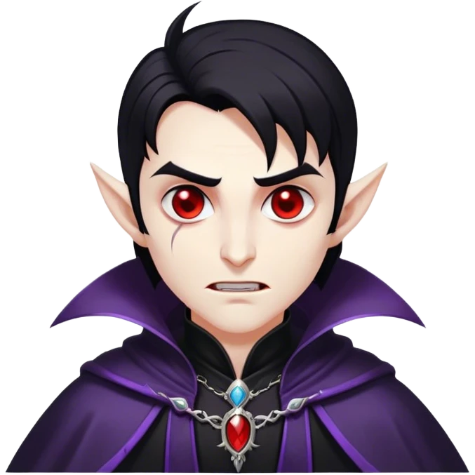 Cinematic Realistic WoW Vampire Mage Portrait, head tilted dramatically with an exaggeratedly amused expression, blending ominous mystique with a wry, unexpected charm. His pallid skin, sleek dark hair, and intricately detailed black robe with silver accents are rendered with lifelike texture and moody, dynamic lighting, high shine, dramatic yet whimsical, capturing a dark mage who wields ancient power with a mischievous glint. emoji