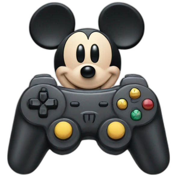 Mickey Mouse with a game controller emoji