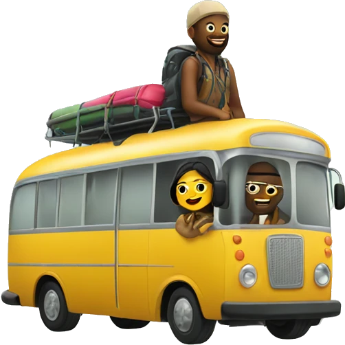 outdoor adventure with stylish duo with bus emoji