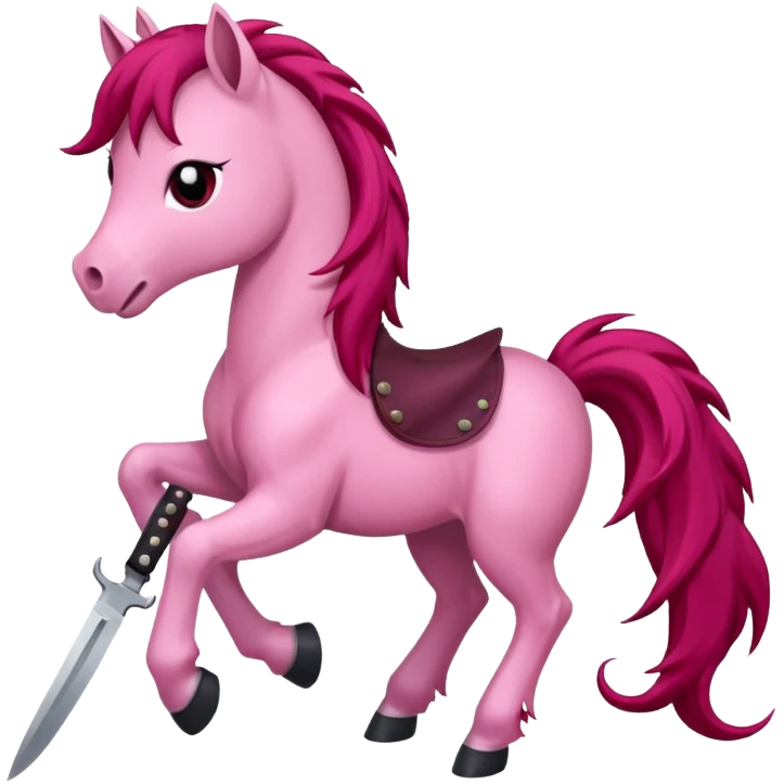 pony with evil smile holding sharp knife emoji