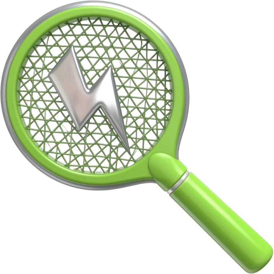 bright electric fly swatter with lightning symbol in the middle emoji