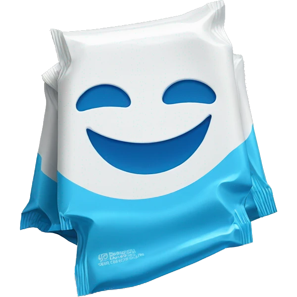 BLUE wrapper candy bar, white logo on front emoji