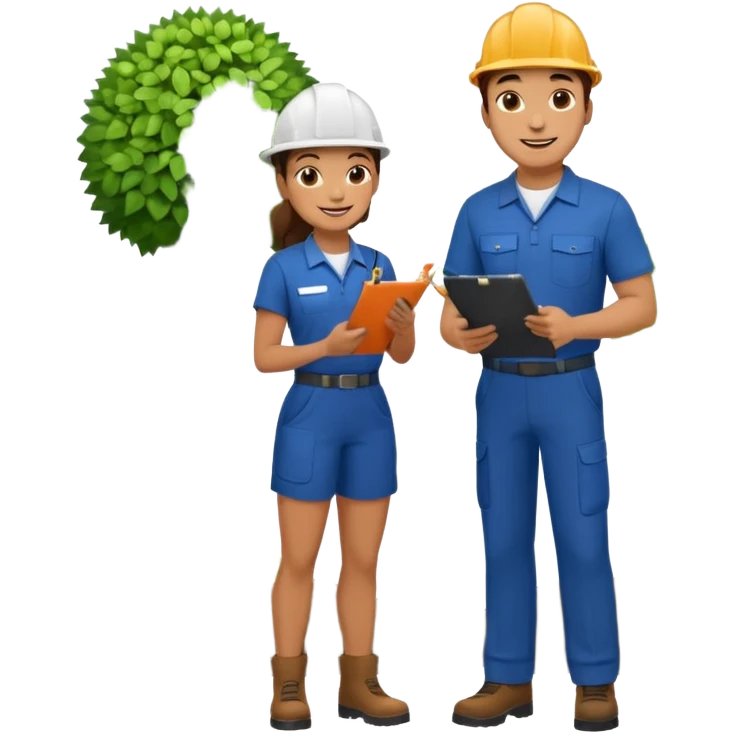 Landscaping company employee talking to his client, full body emoji
