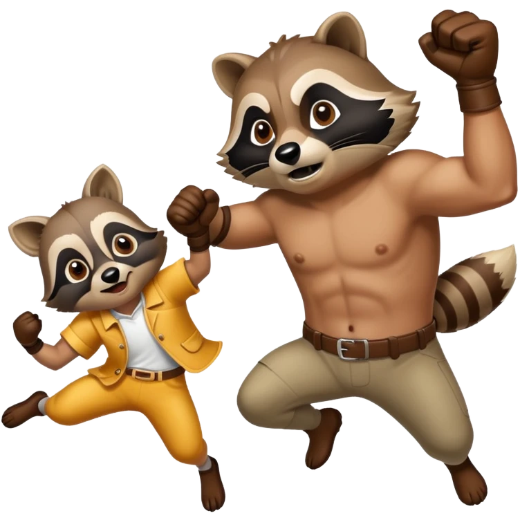 Man punching a raccoon  emoji