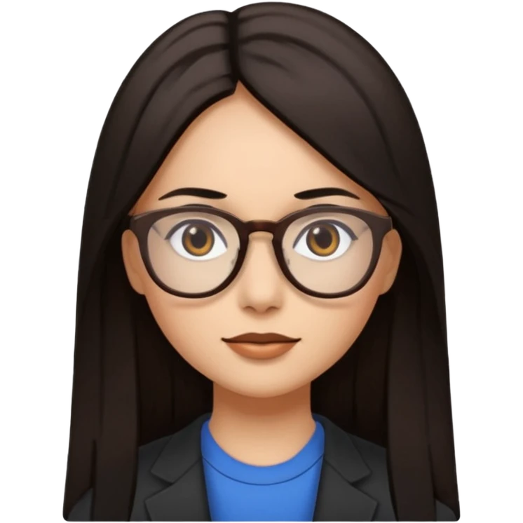 Cabelo preto liso olhos castanho cor da pele parda óculos mulher cabelos compridos emoji