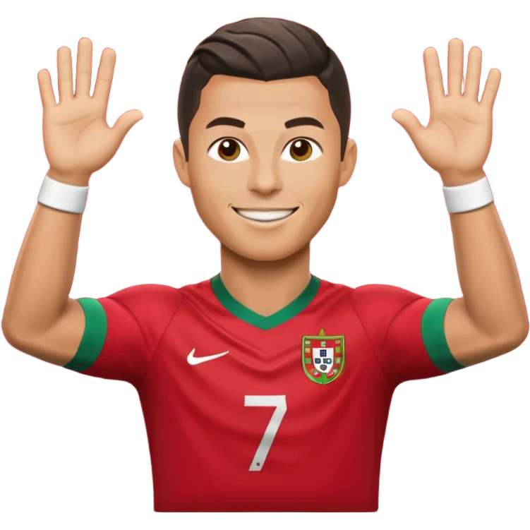 Cristiano Ronaldo apple style emoji, doing famous 'Sii' celebration emoji