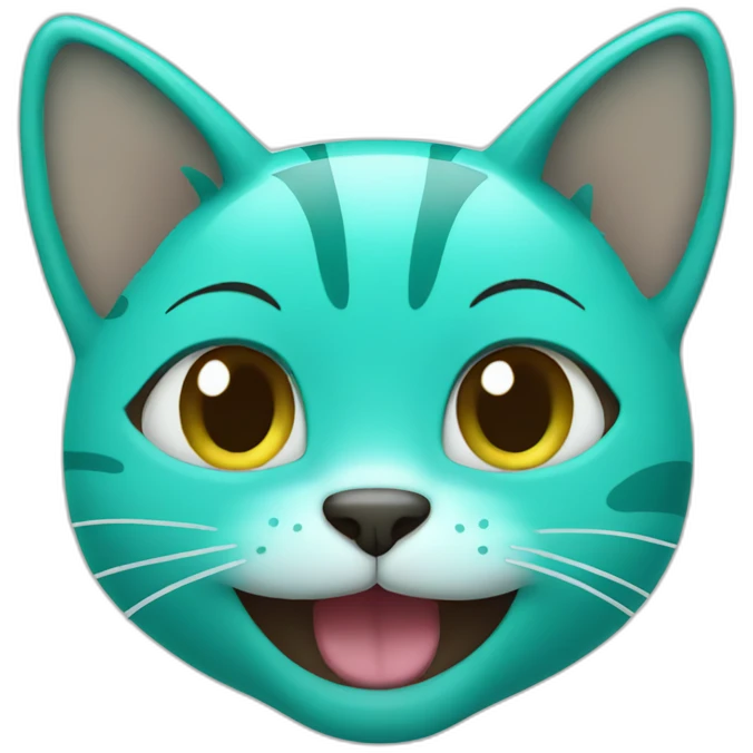 Turquoise cat smile emoji