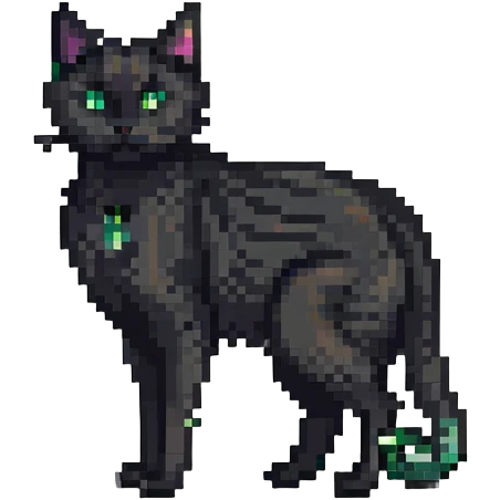 black cat with green eyes, standing emoji