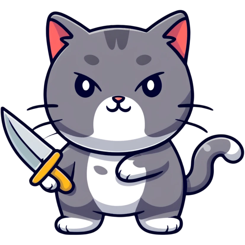 cute cat with a knife emoji