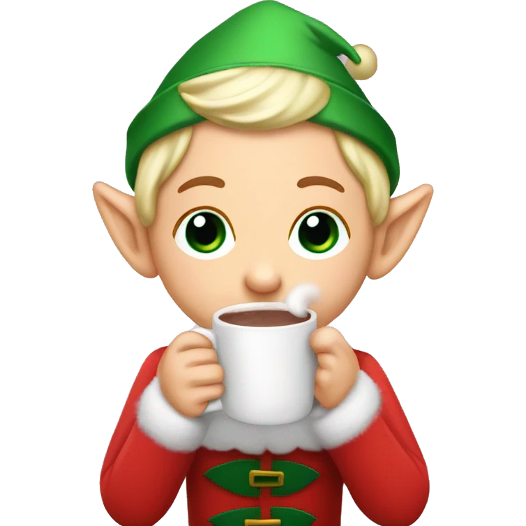 Elf on the shelf drinking hot cocoa emoji