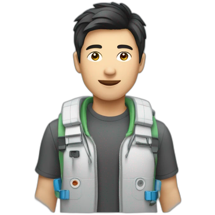 asian young man with rj45 emoji