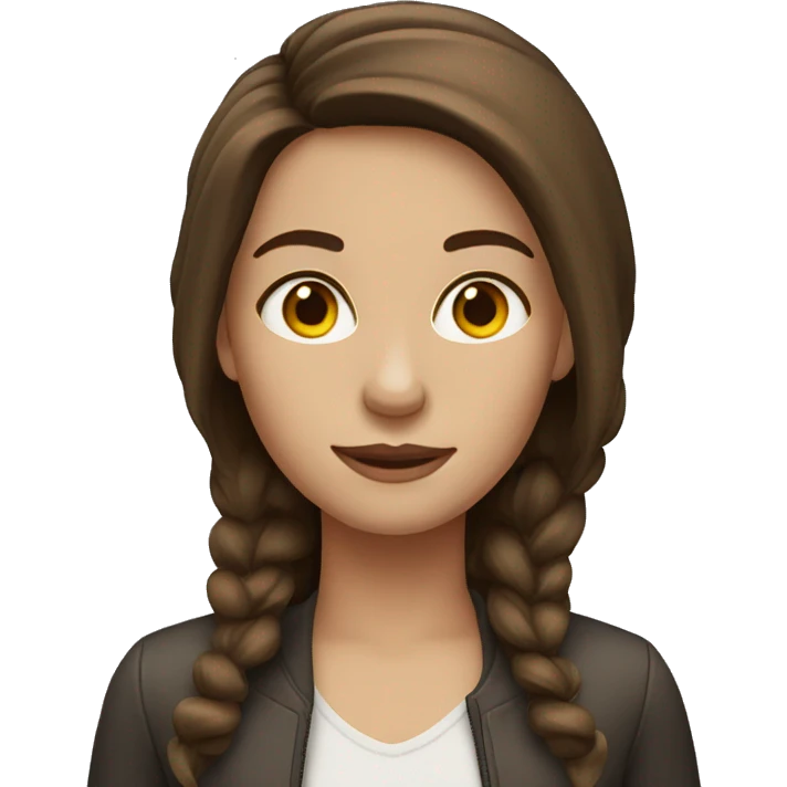 Woman with brown hair and middle part emoji