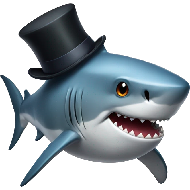 Shark with a top hat emoji
