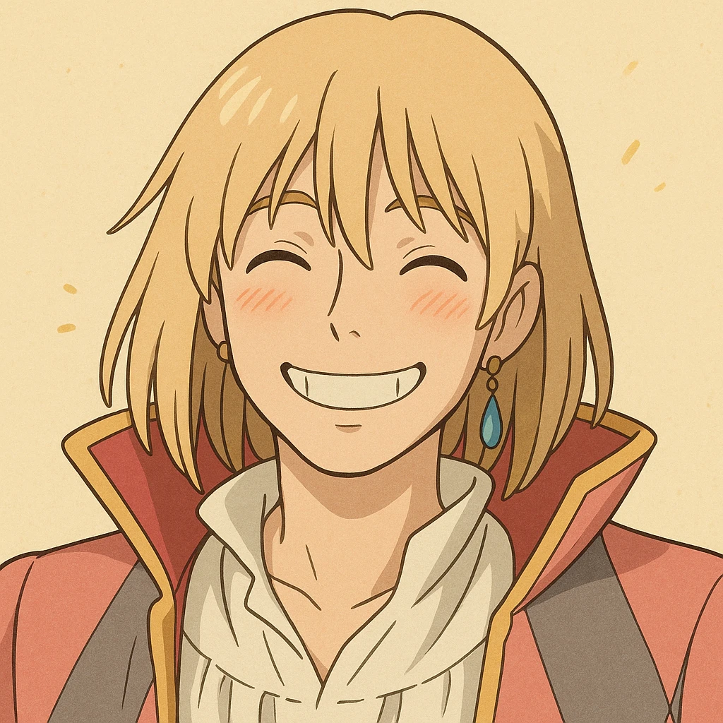 Hauru smiling, Ghibli style emoji emoji