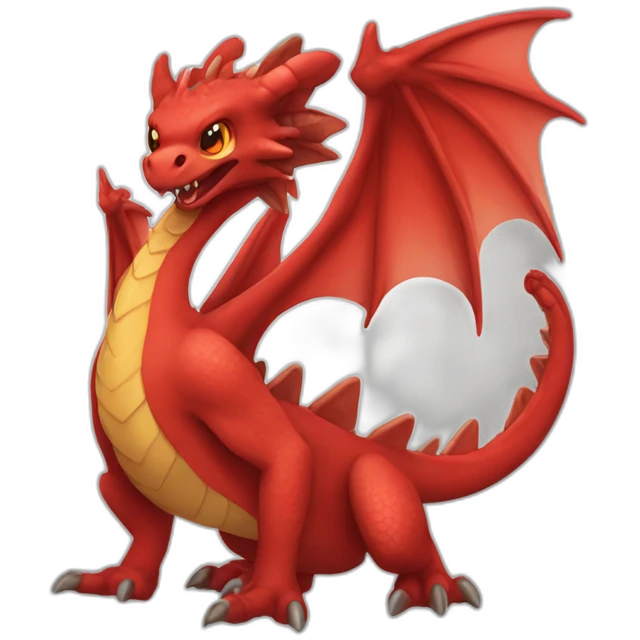 red Drangon with wings in the style of pokemon emoji