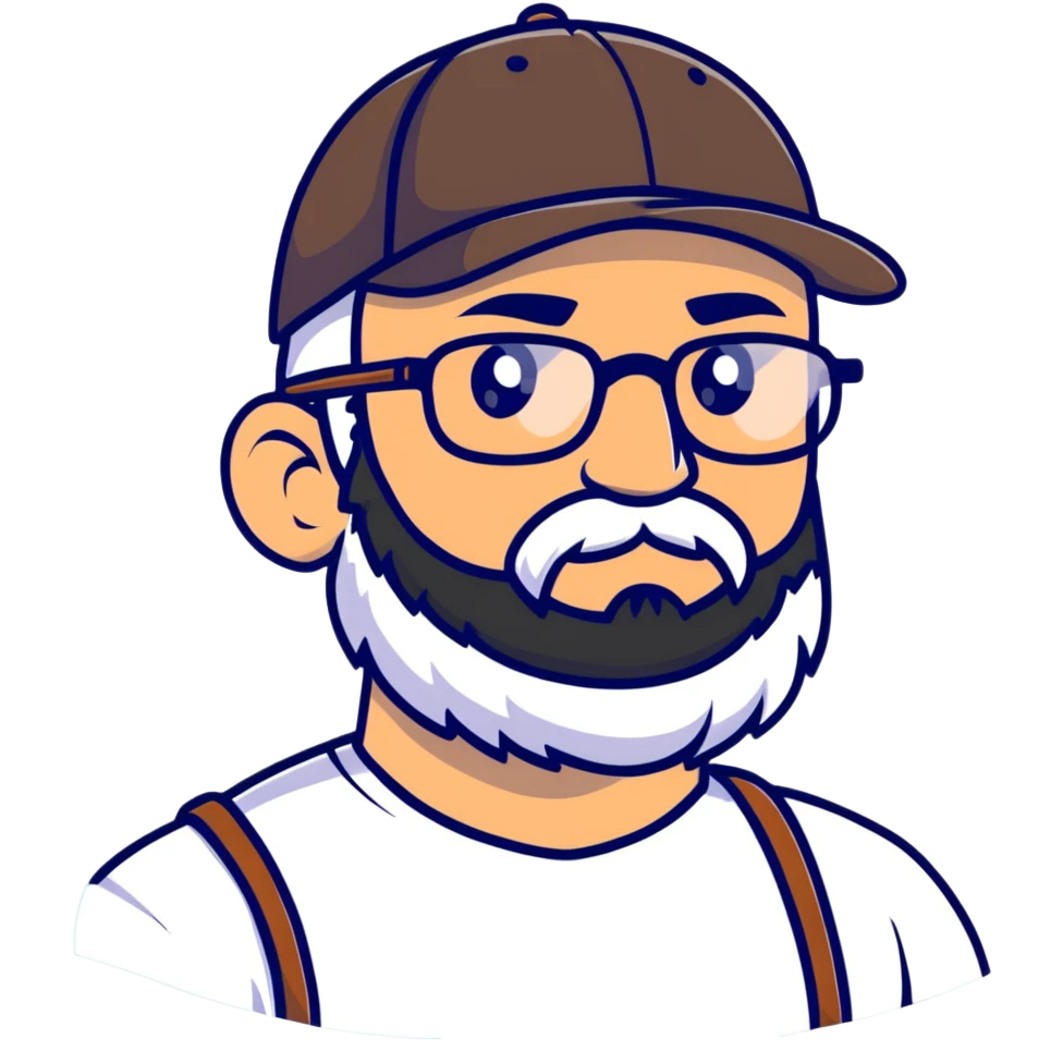 adventurer with beard, glasses and backwards baseball cap emoji