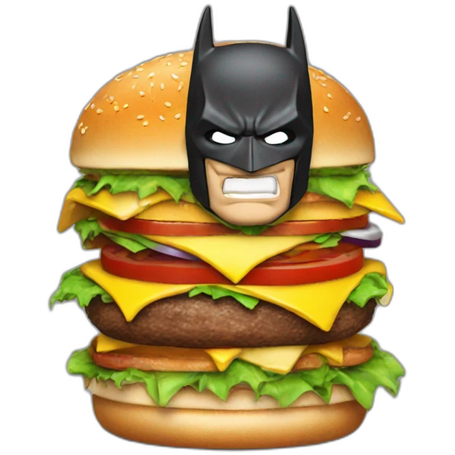 Batman mange un burger emoji