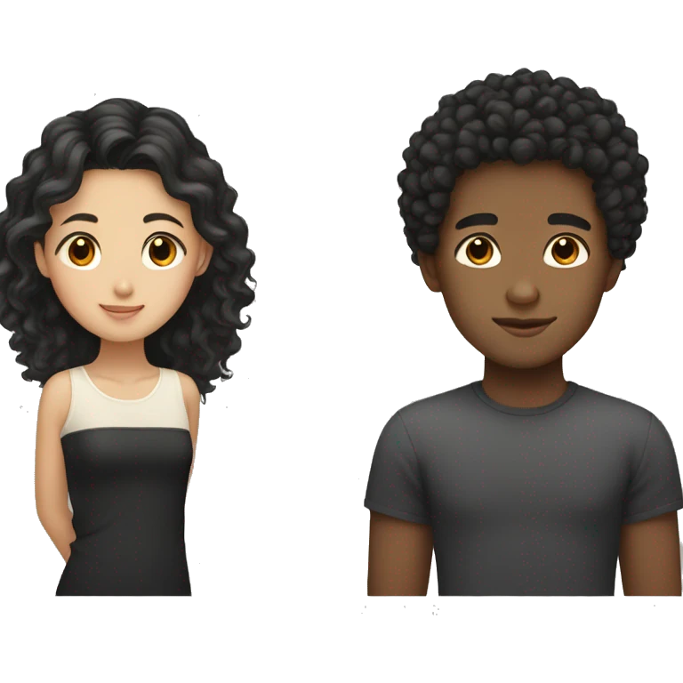 asian girl and black boy with curly hair emoji