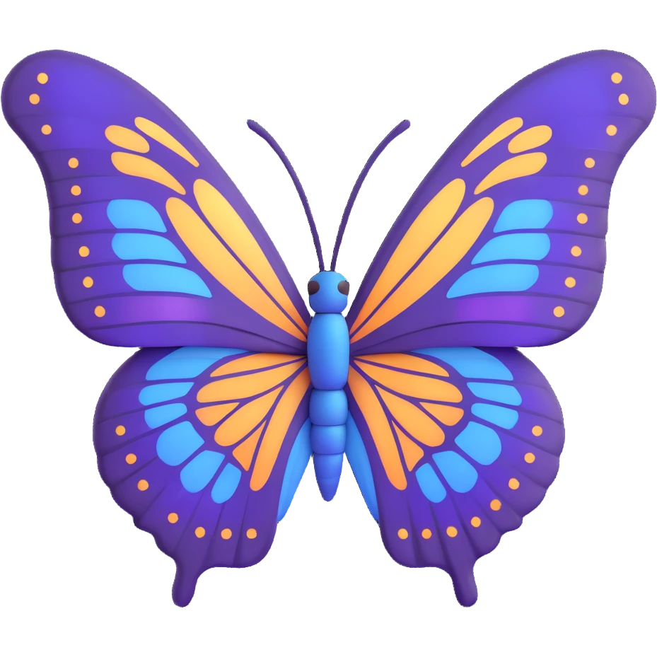 majestic butterfly with purple and blue wings, elegant and vibrant, detailed pattern emoji