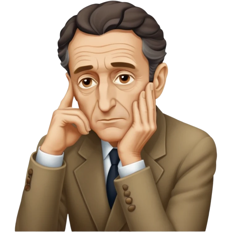 Maurice Merleau-Ponty, no glasses, hands clasped as a thinker emoji